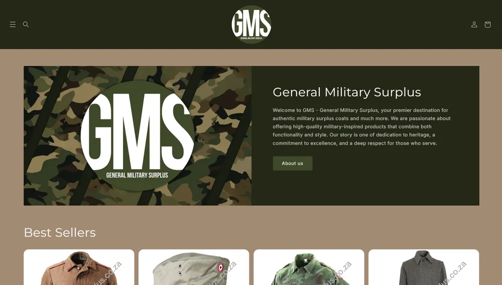 GMS Military Surplus website