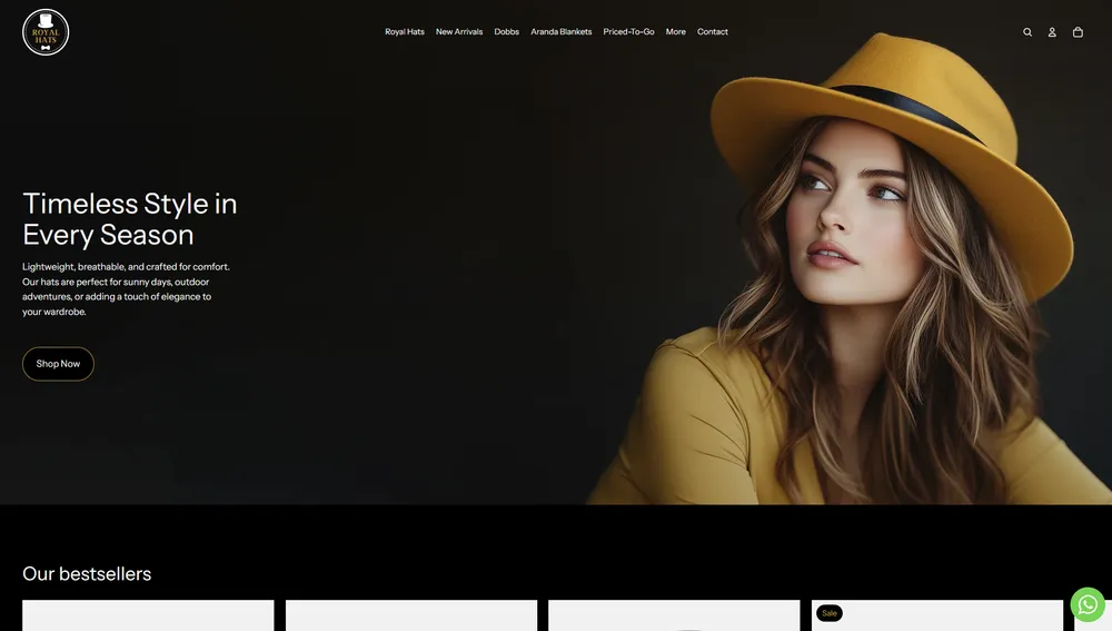Royal Hats website